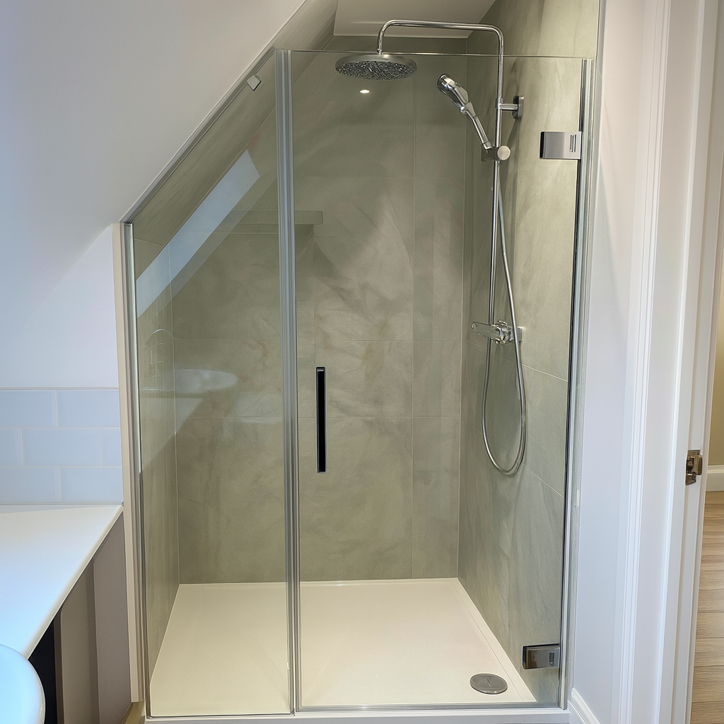 under eaves shower door!