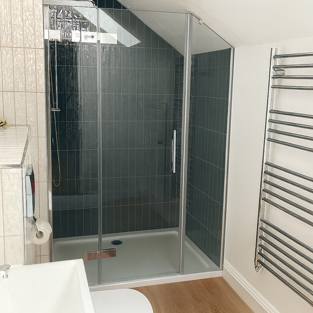 awkward space shower door