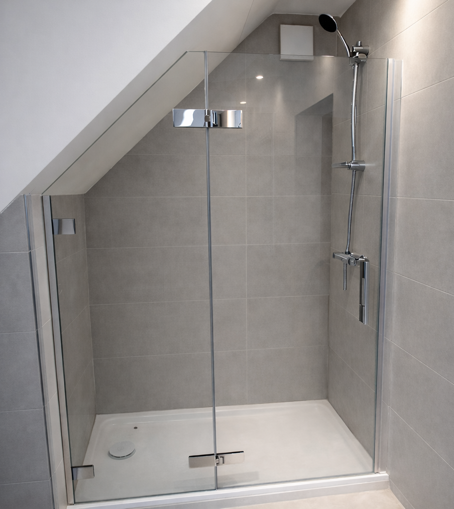 Angled bespoke shower door