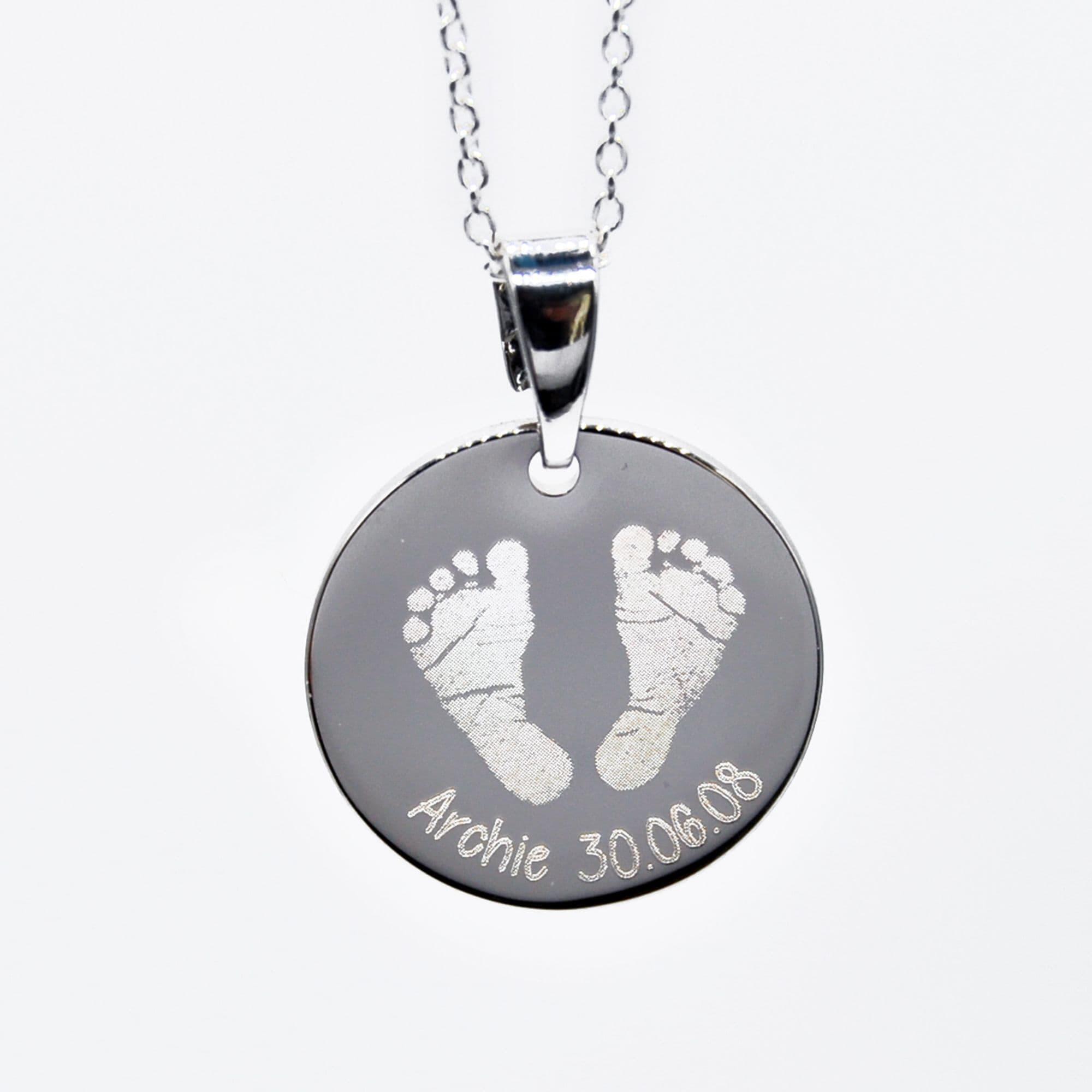 Engraved on sale footprint necklace