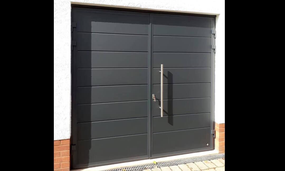 A typical Side Hinged Garage Door with a Feature Bar Handle