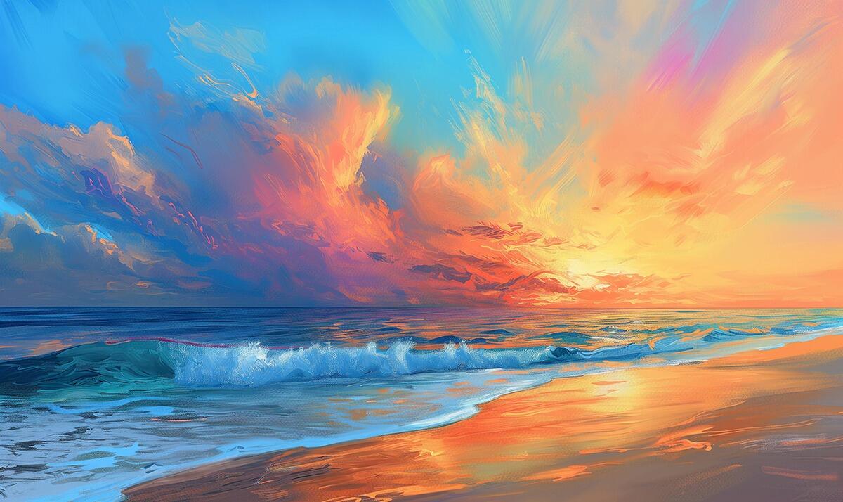 Landscape Sea Sunset Waves Sunset Beach Wallpaper Mural – Decor2Go