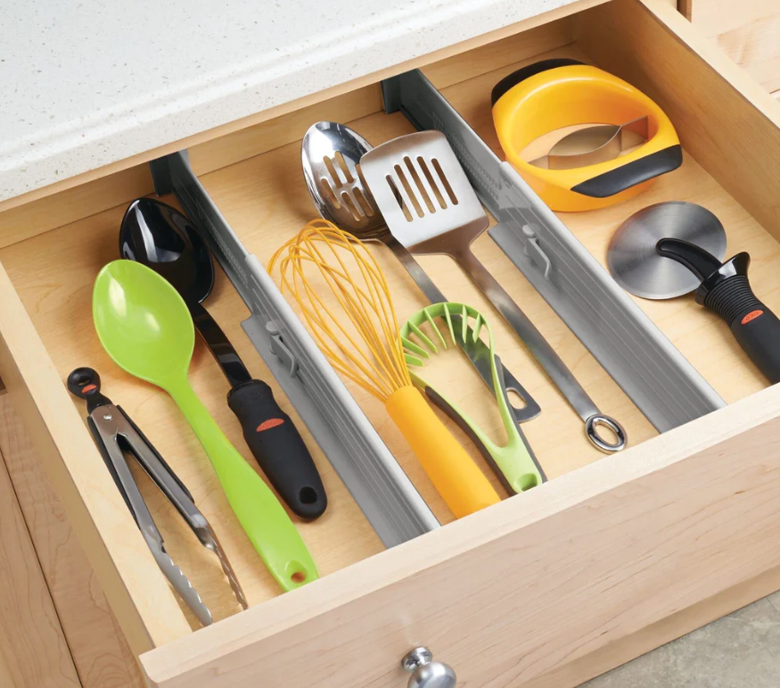 4 x Drawer Dividers Partition Spring Loaded Expandable Kitchen Bedroom ...