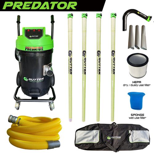 Polypropylene Predator – Anti Conductive Clamped Carbon Fibre Gutter Vacuum System – (51mm) Rigid Neck + 10m Hose
