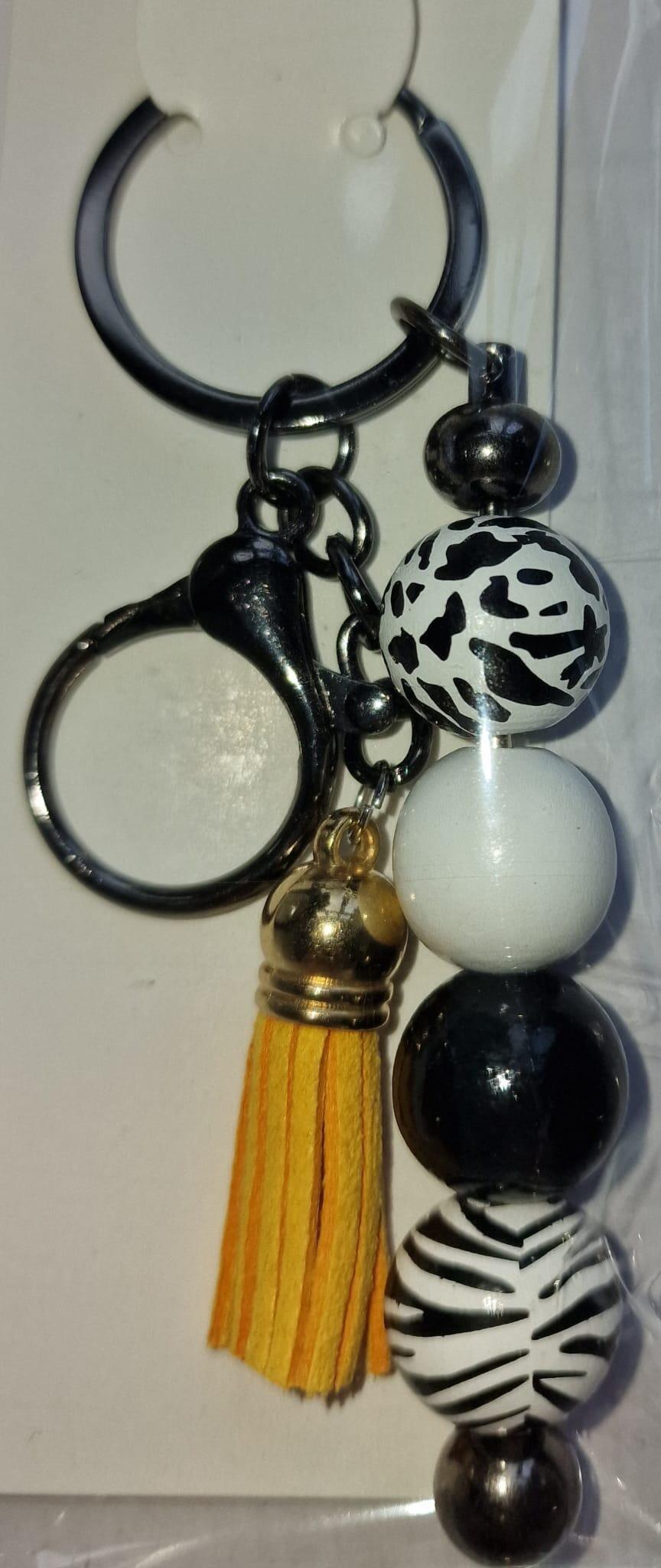 animal ball keyring yellow tassel