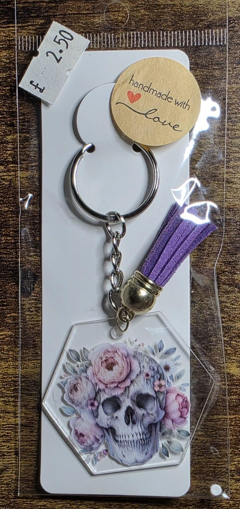 skull face hex purple tassel