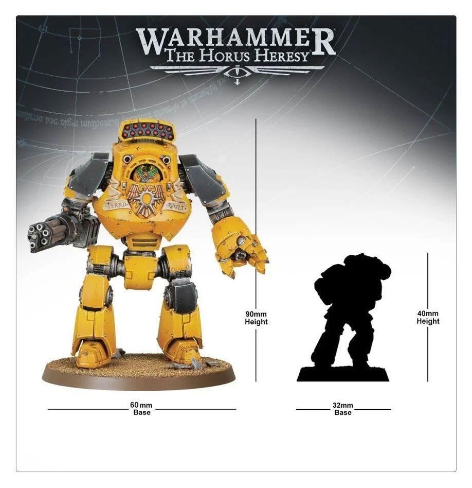 Contemptor Dreadnought next to Space Marine infantry for scale