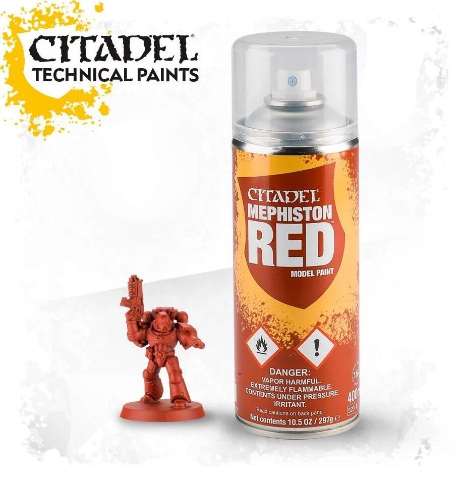 Mephiston Red Base Coat Spray Paint, ideal for Blood Angels 1