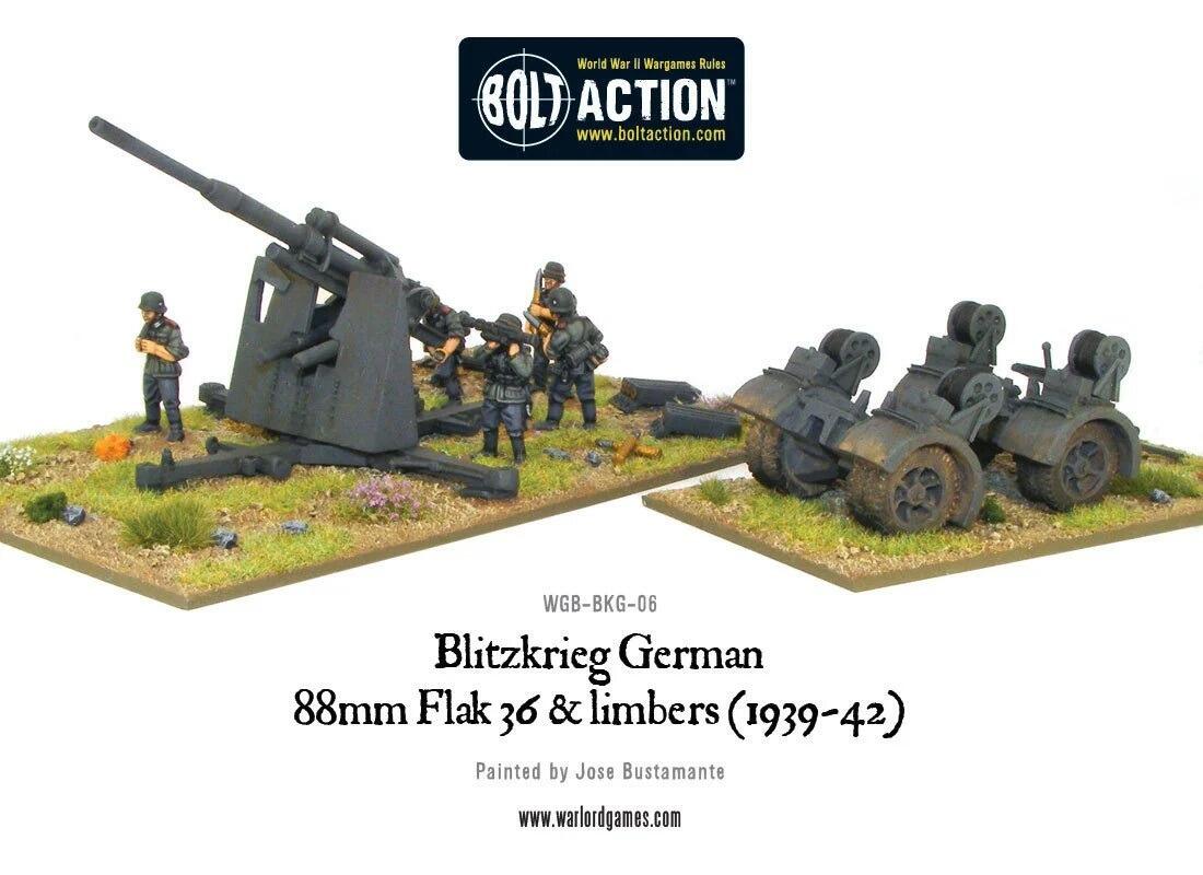 German 88mm Flak 36 with crew and limbers from Warlord Games