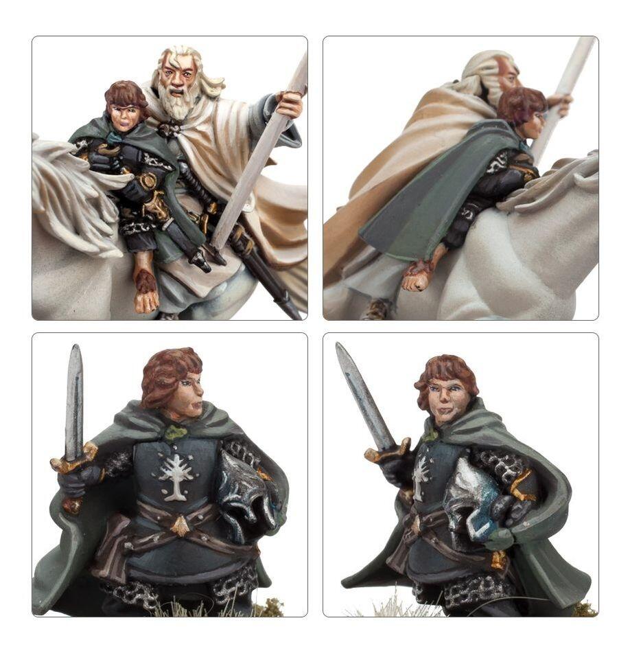 Peregrin Took in Gondor armour holding sword and helm