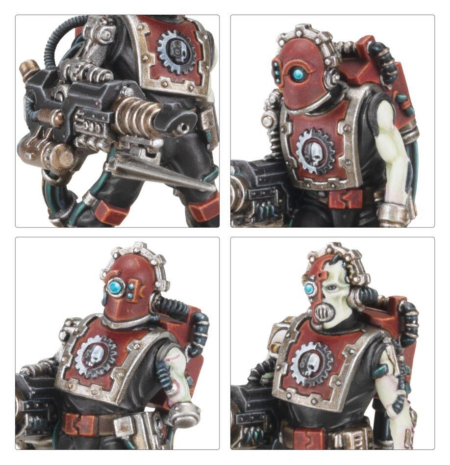 Side view showing robes, augmetics, and weapons