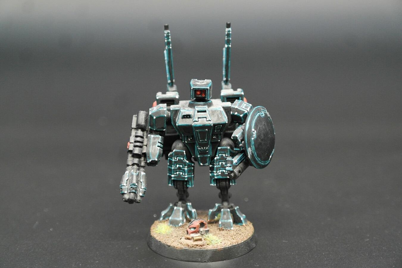 Pre-loved kitbashed T’au Commander dynamic pose – Warhammer 40k