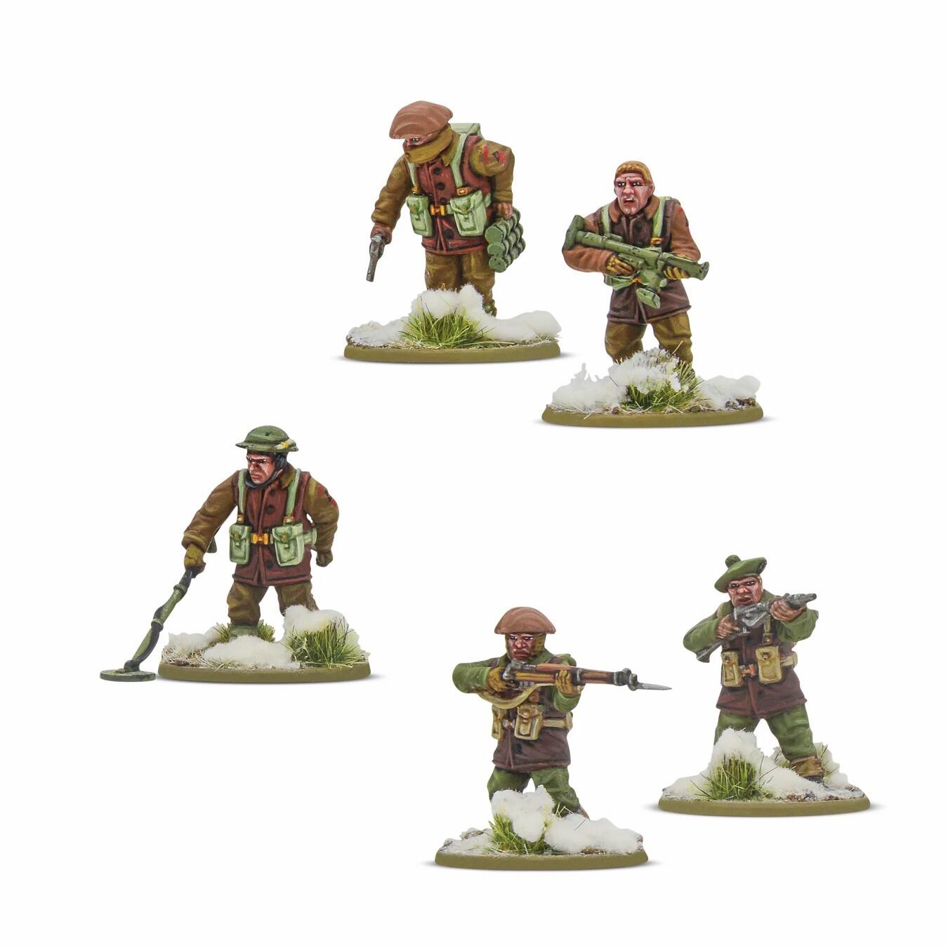 British & Canadian winter infantry in greatcoats and helmets
