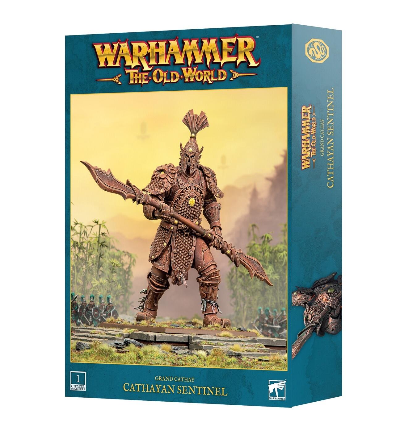 Cathayan Sentinel towering over battlefield packaging