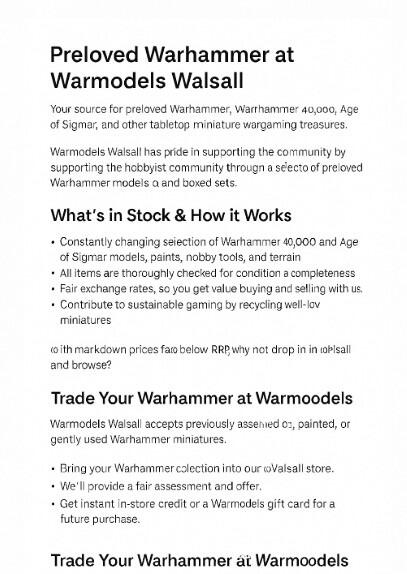 Preloved Warhammer at Warmodels Walsall