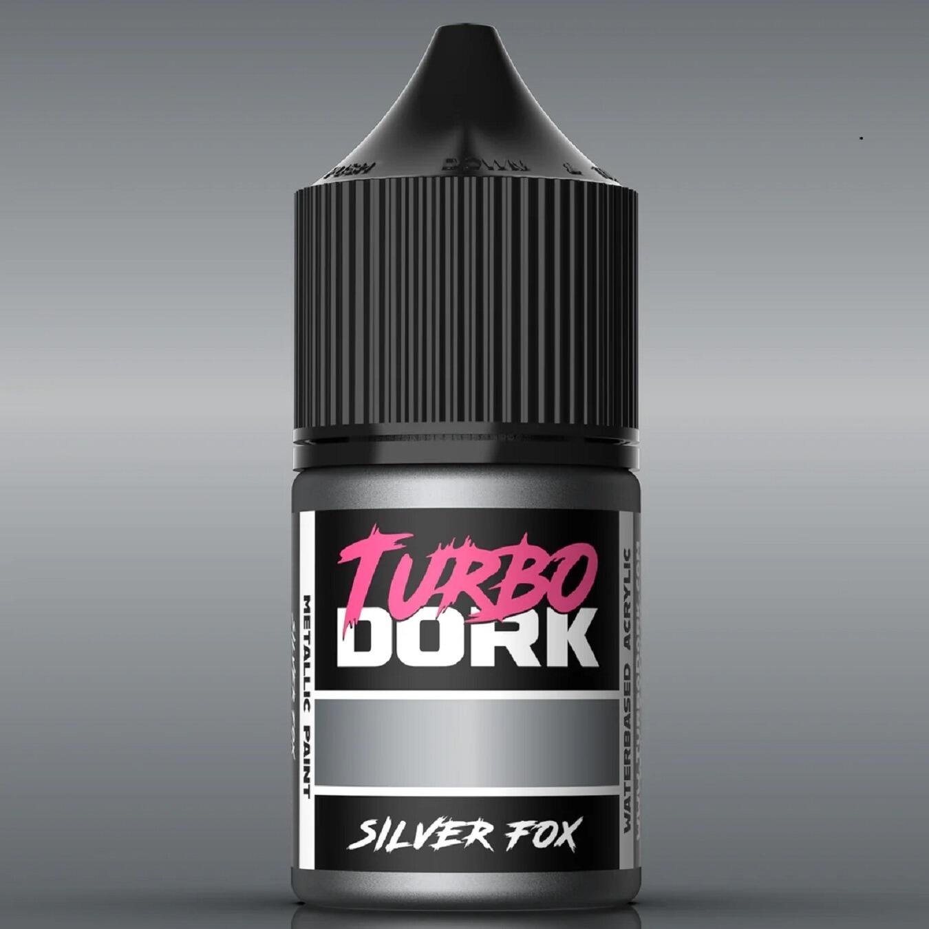 Turbo Dork Silver Fox Metallic paint bottle front view