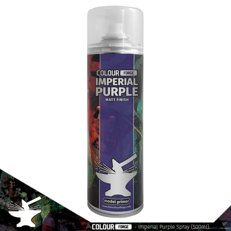 Colour Forge Imperial Purple Spray 500ml High Quality Primer for Miniatures and Models Available at Warmodels.co.uk