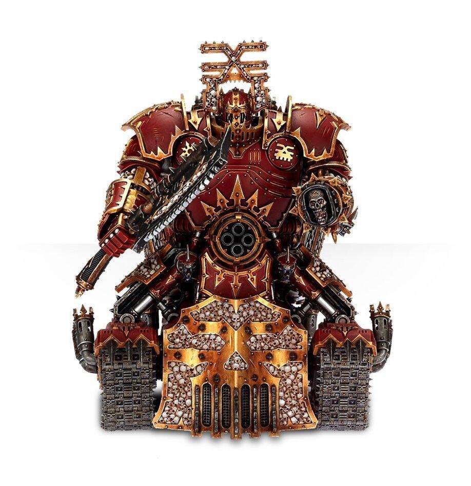 Close-up of Khorne iconography on daemon engine