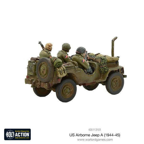 Side view of painted US Airborne Jeep