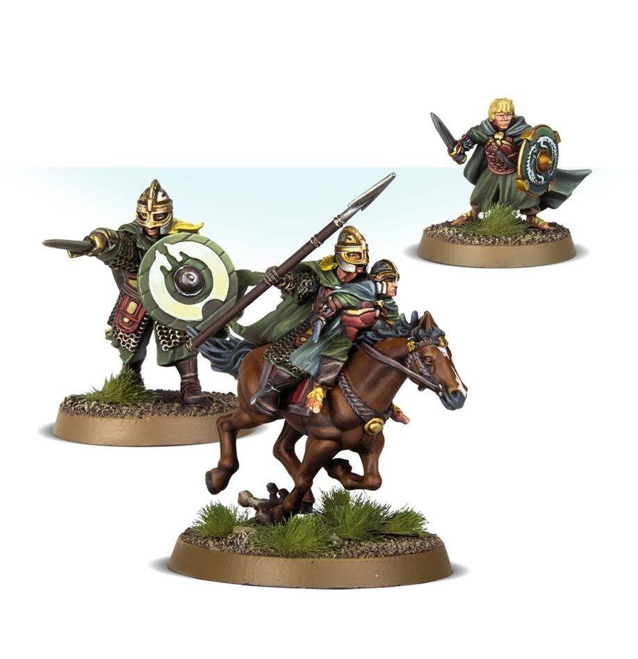 Éowyn on foot with shield raised in battle stance