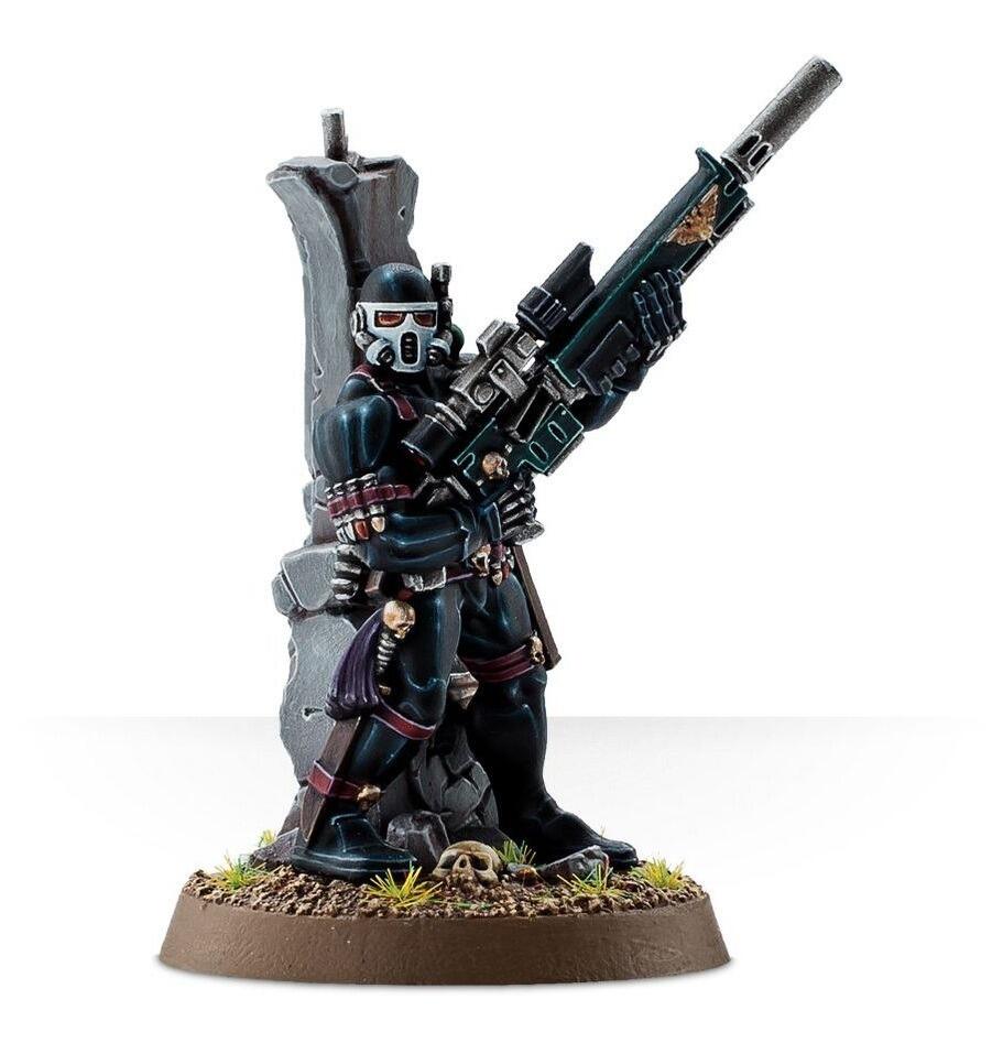 Painted Vindicare model on scenic base