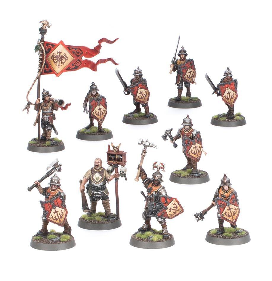 Painted Steelhelms in Sigmarite colours