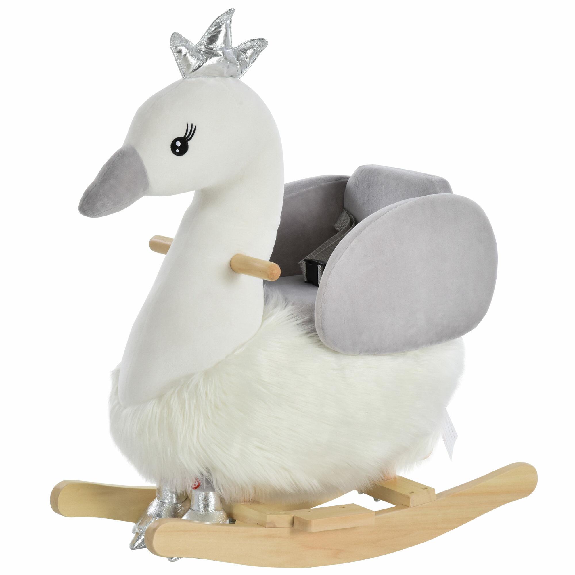 Rocking Swan Ride-On for Kids with Sounds, Plush Comfort & Safety Features
