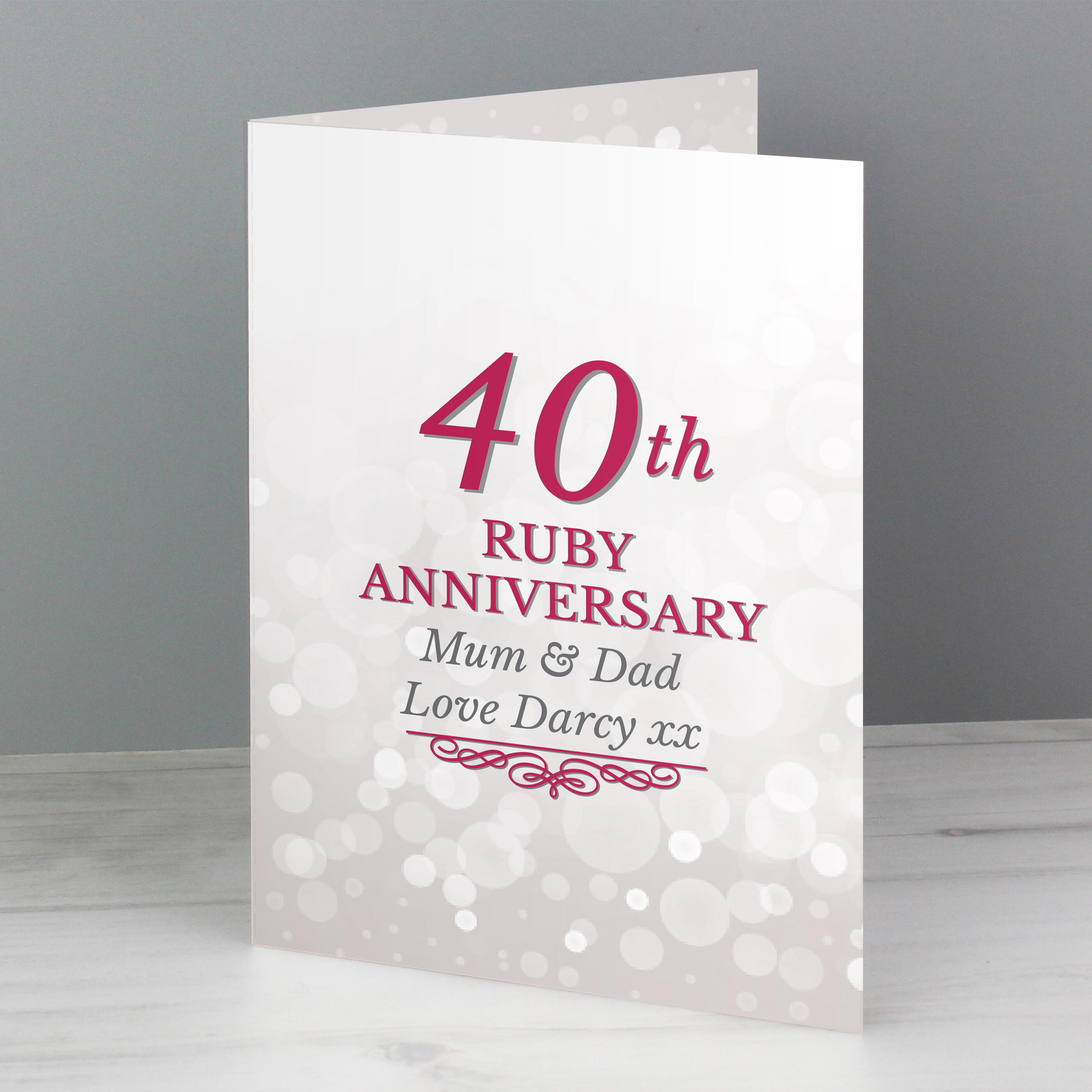 Ruby Ann Card Personalised 40th Ruby Anniversary Card