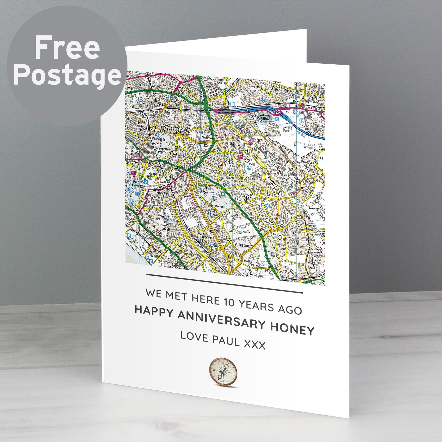 Map Compass Card Personalised Present Day Map Compass Card