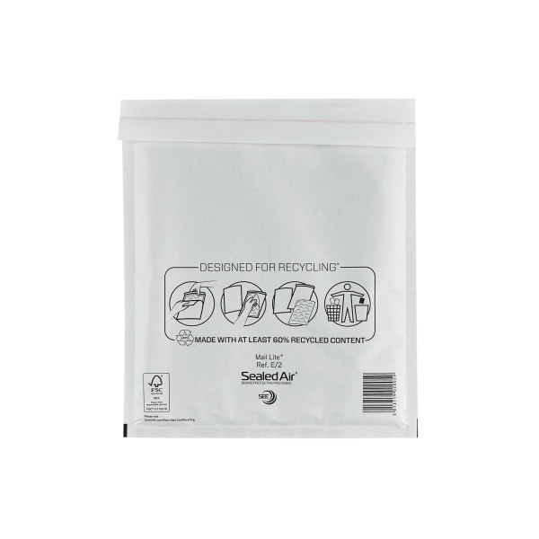 E/2 White Mail Lite Bubble Lined Envelopes