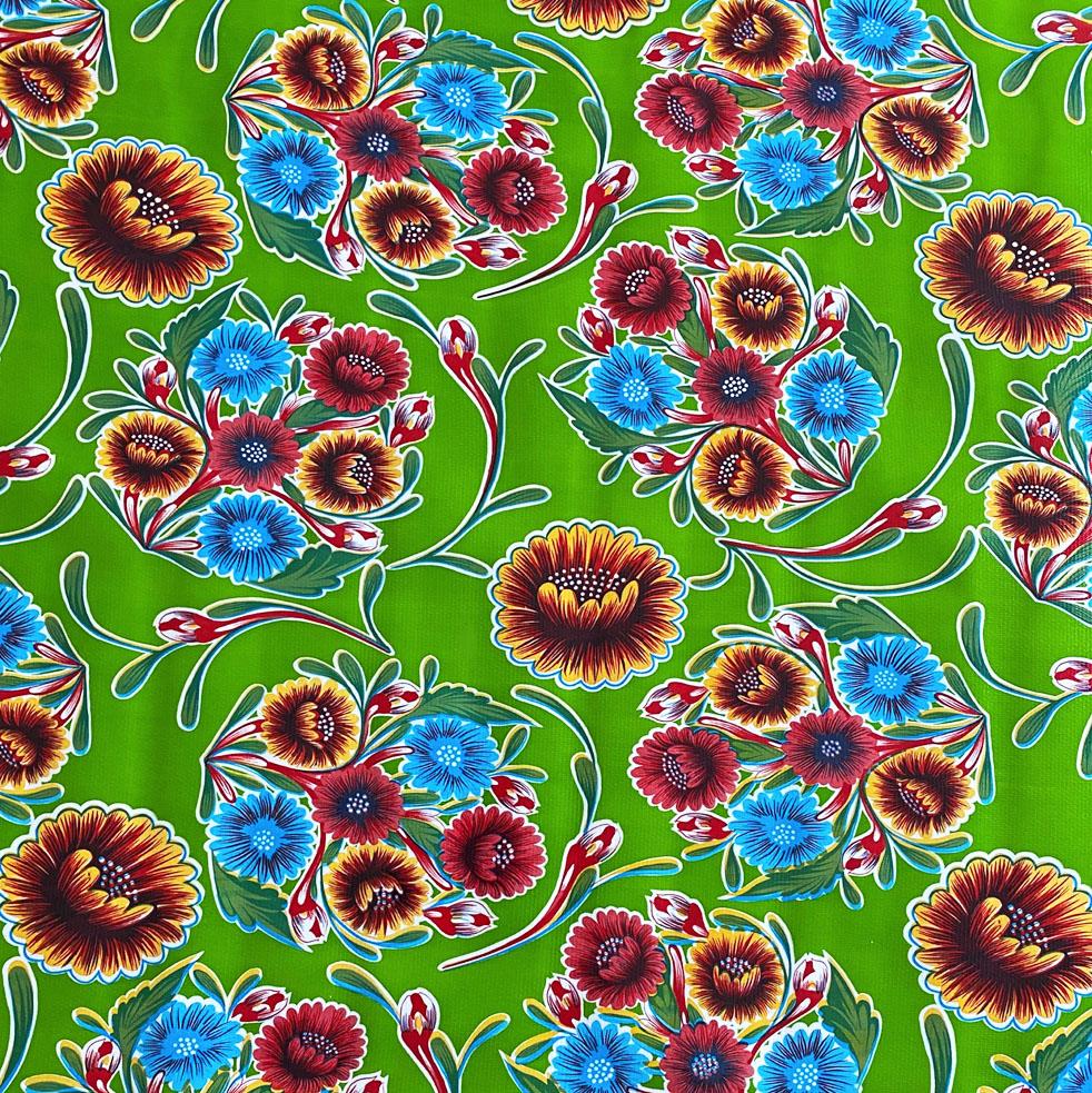 Lime Green Floral Oilcloth