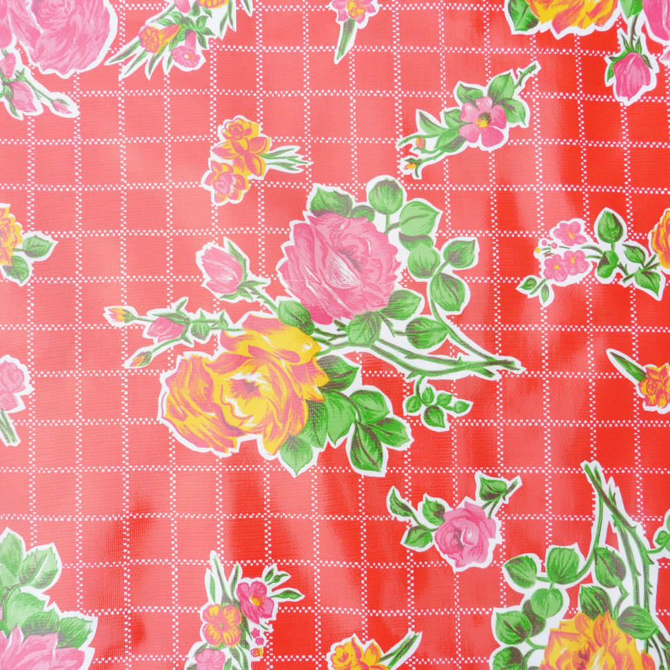 Red Rose Print Mexican Oilcloth