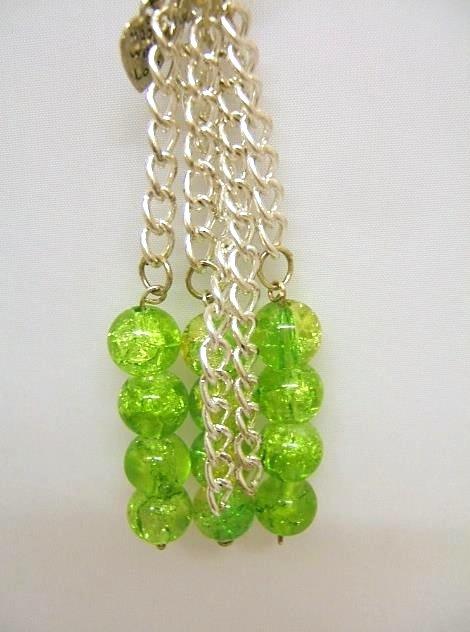 Handbag Charm Crackle Glaze Beads in Green with Chains