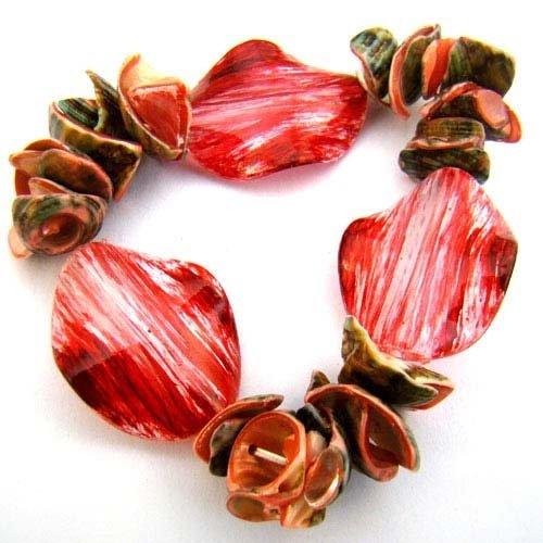 Coral Bracelet Red Acrylic Shells