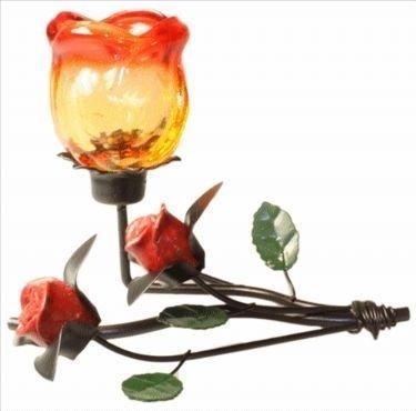Romantic Metal Candle Holder Single Rose Laying