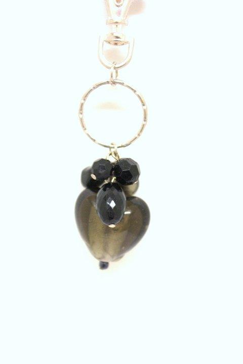 Handbag Charm Brown Heart Murano Glass