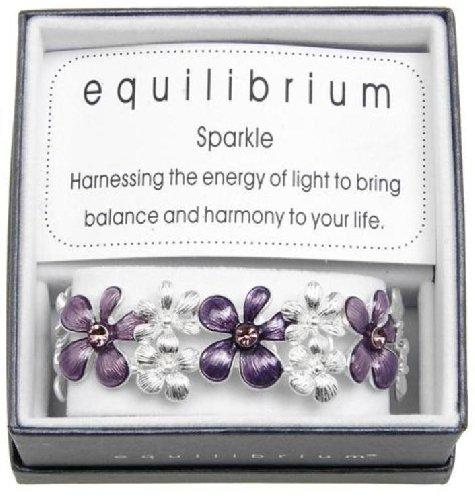 Equilibrium Bracelet White Silver & Purple Flowers