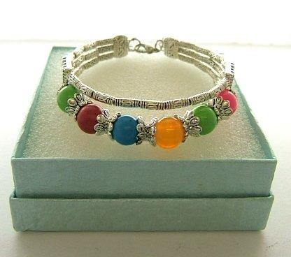 Ladies Tibetan Silver Bracelet Multi Coloured