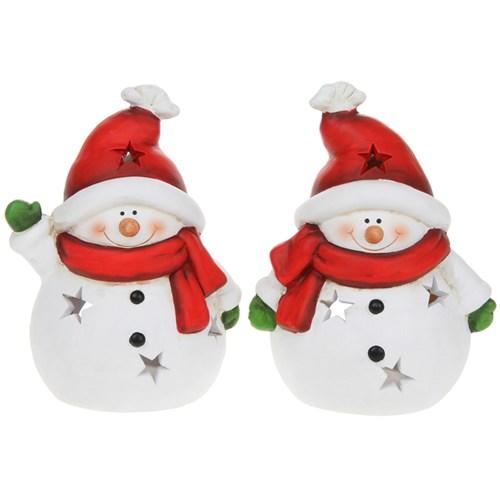 Tealight Holder Snowman with Red Scarf