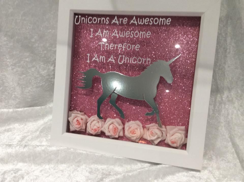 Unicorn Decorative Frame in Pink with Verse