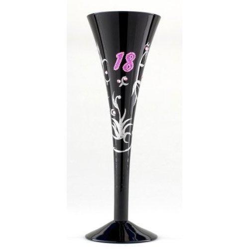 Black Glass Modern Champagne Flute 18th Birthday - Glass with Class Range