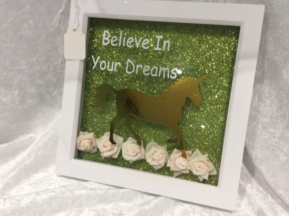 Unicorn Decorative Frame in Green with Verse