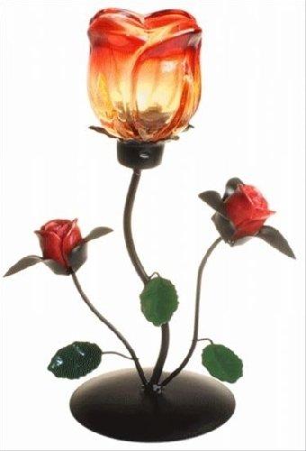 Romantic Metal Candle Holder Single Rose Standing