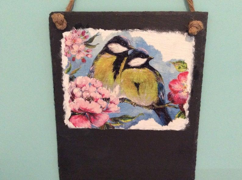 Slate Blue Tit Memo Board complete with chalk