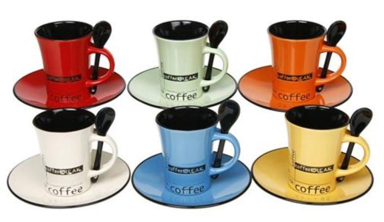 Stoneware Coffee Mug Spoon and Plate Set