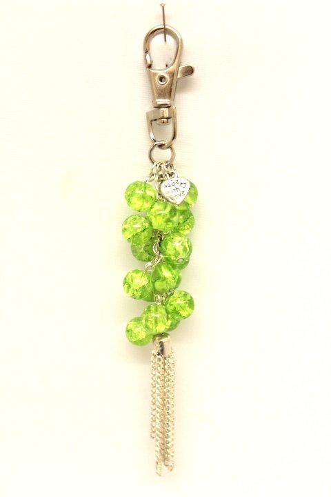 Handbag Charm Crackle Glaze Beads Green with Chains