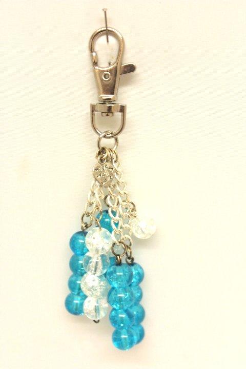 Handbag Charm Crackle Glaze Beads Turquoise and Crystal