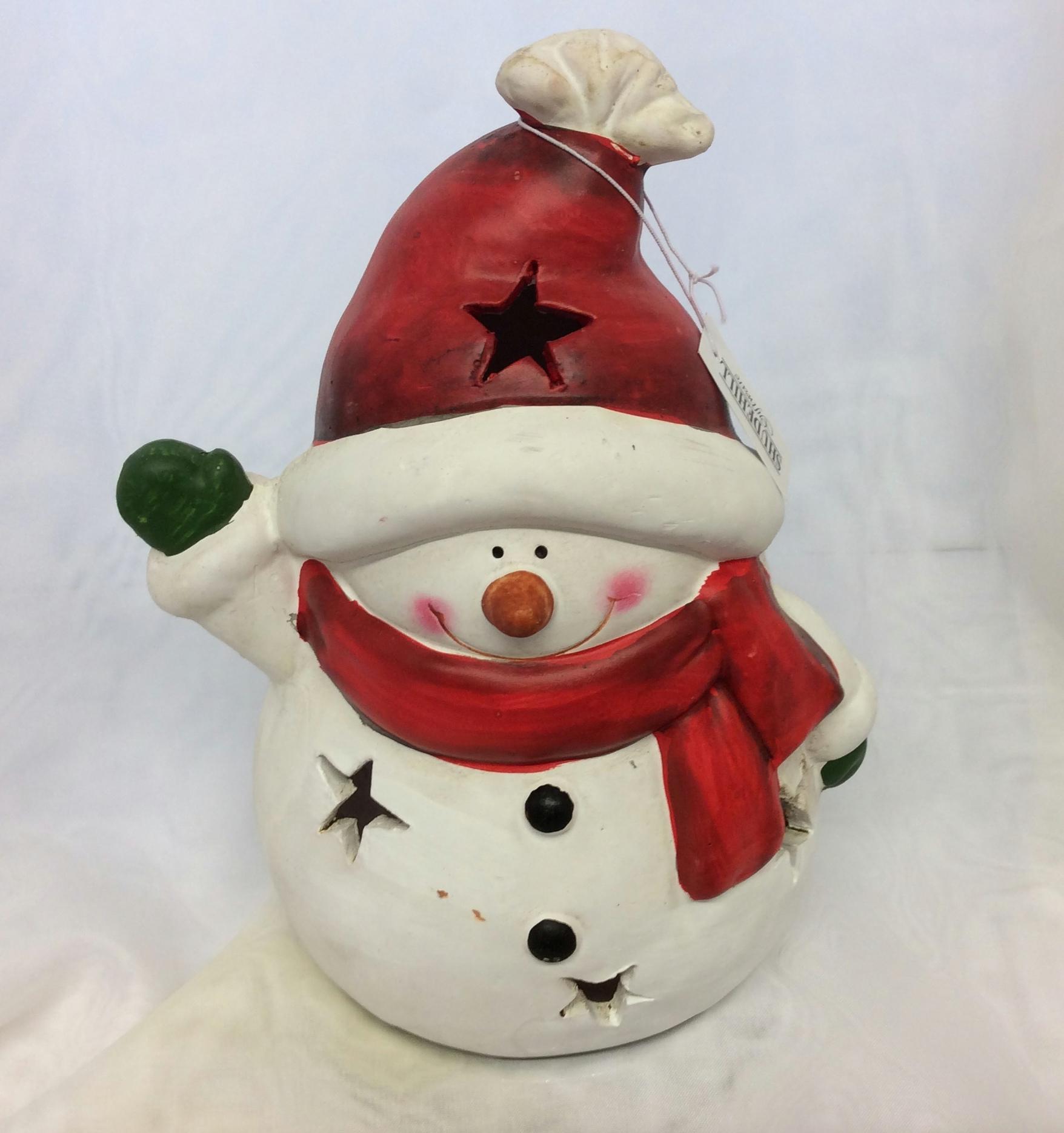 Tealight Holder Snowman with Red Scarf A