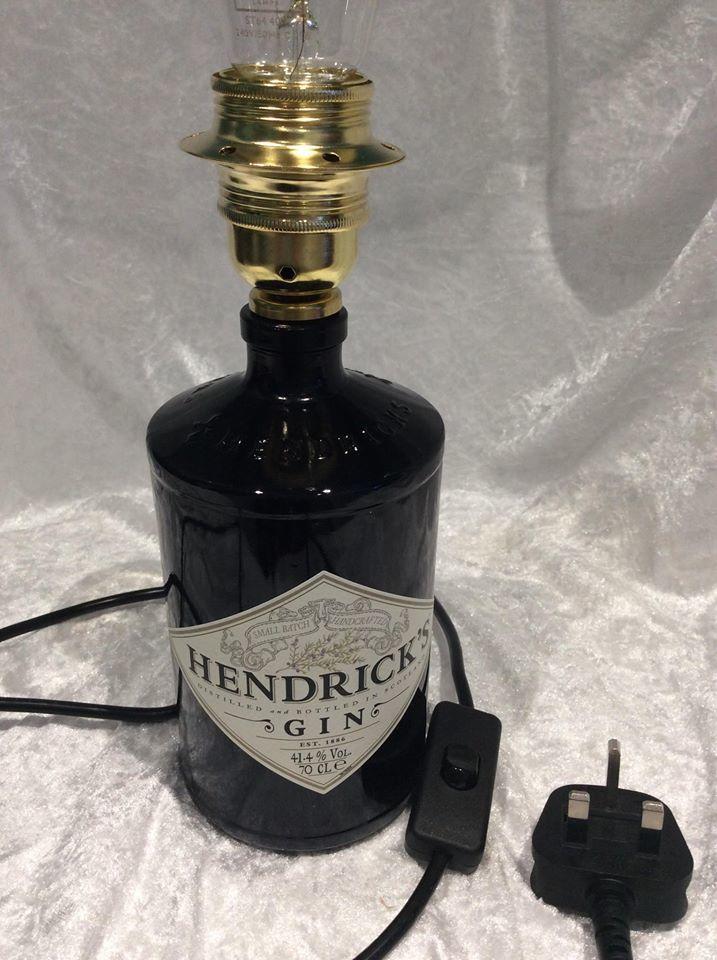 Upcycled Glass Bottle Table Lamp Hendrick's Gin