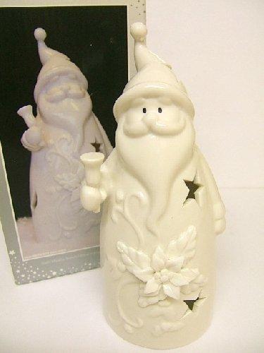 Tealight Holder Father Christmas with Bell Ceramic